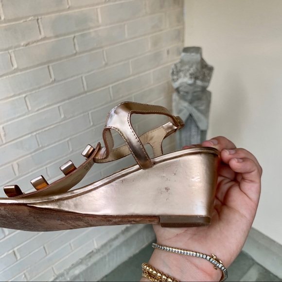 Kate Spade Rose Gold Studded Wedge Sandals - Picture 7 of 11